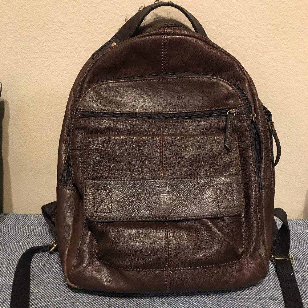 Fossil leather backpack